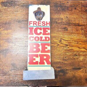 Elements Lifetime Brands-Ice Cold Beer Wall Mounted Bottle Opener & Cap Catcher